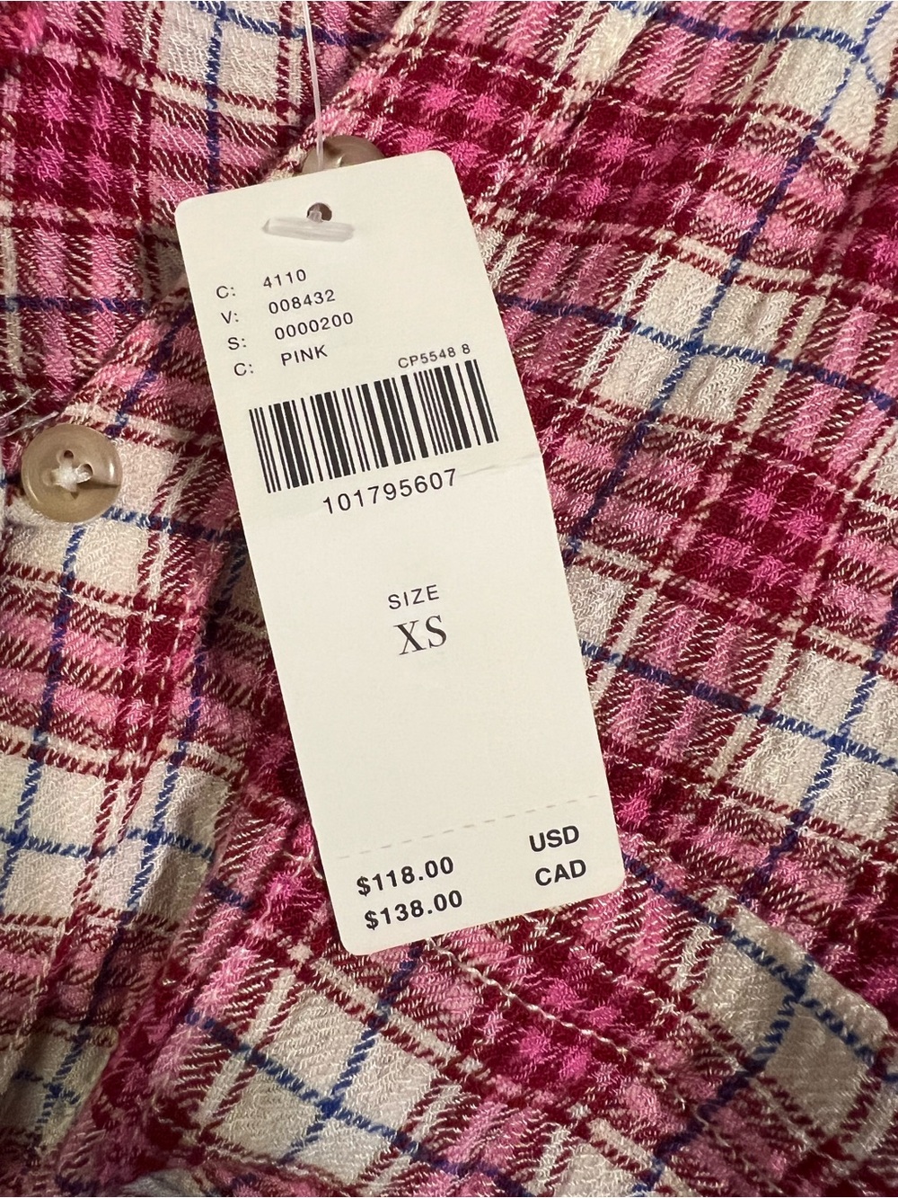 Pilcro Anthropologie Pink Keira Plaid Blouse Top | Ruffle Collar NWT XS #2627 - Picture 7 of 11